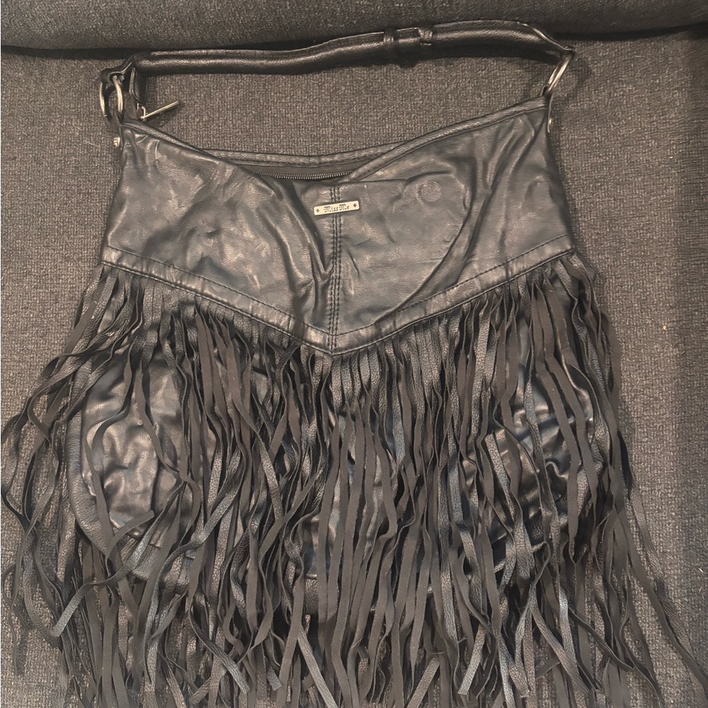 Miss Me Black Fringe Leather Bag and Wallet